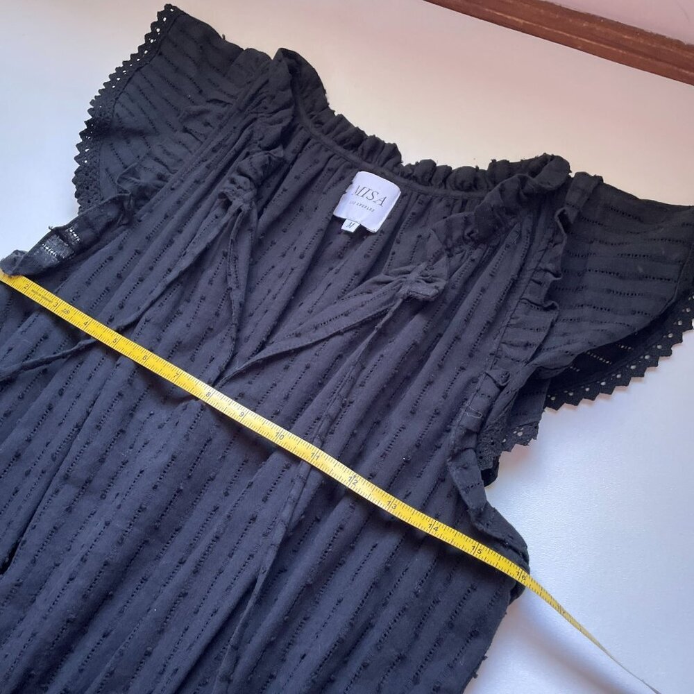 MISA Los Angeles "Lilian" Black Tiered Ruffle Mini Dress SZ M 100% Cotton - Picture 8 of 12